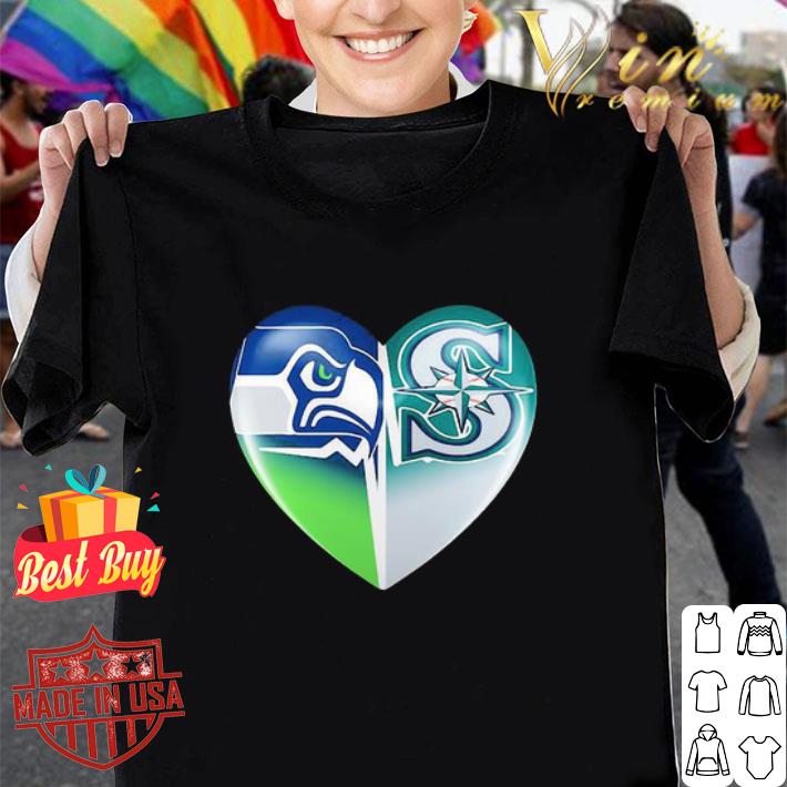 Love Seattle Seahawks And Seattle Mariners Logo Heartbeat shirt