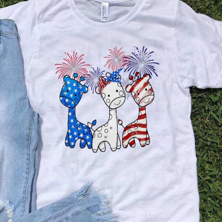 Baby Giraffes Happy Independence Day American Flag shirt