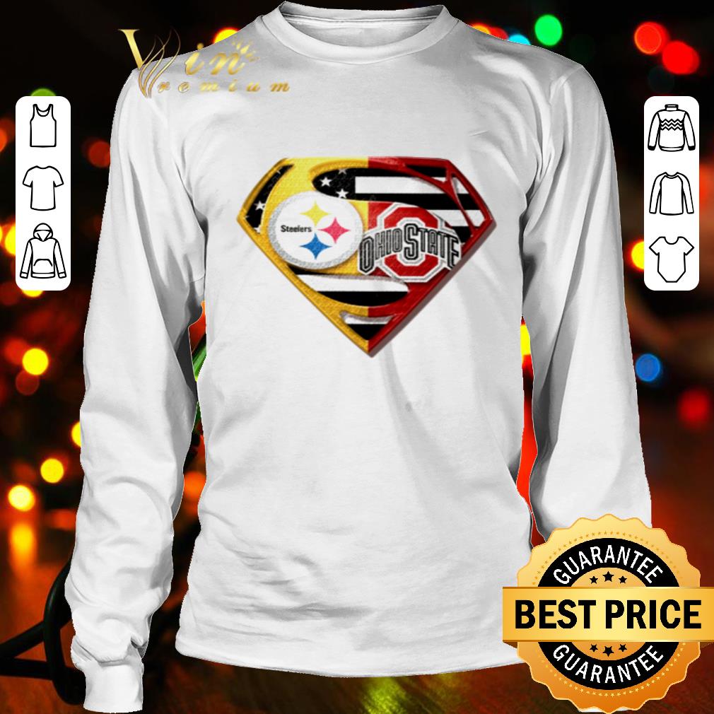Pittsburgh Steelers and Ohio State Buckeyes Superman American flag shirt Pittsburgh Steelers and Ohio State Buckeyes Superman American flag shirt