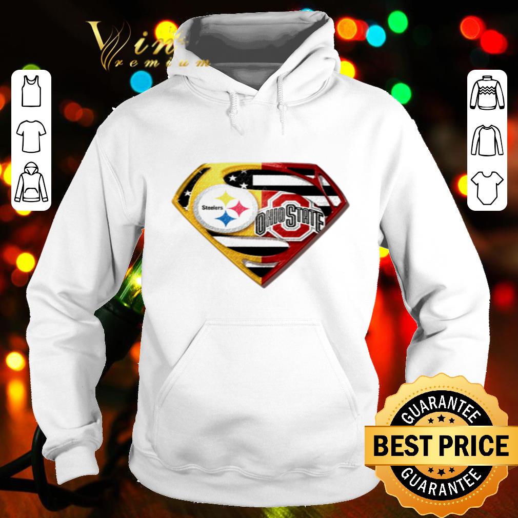 Pittsburgh Steelers and Ohio State Buckeyes Superman American flag shirt Pittsburgh Steelers and Ohio State Buckeyes Superman American flag shirt
