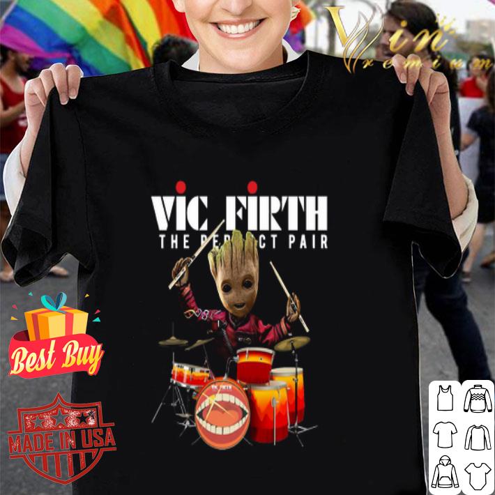 Marvel Baby Groot Playing Drums Vic Firth The Perfect Pair Logo shirt