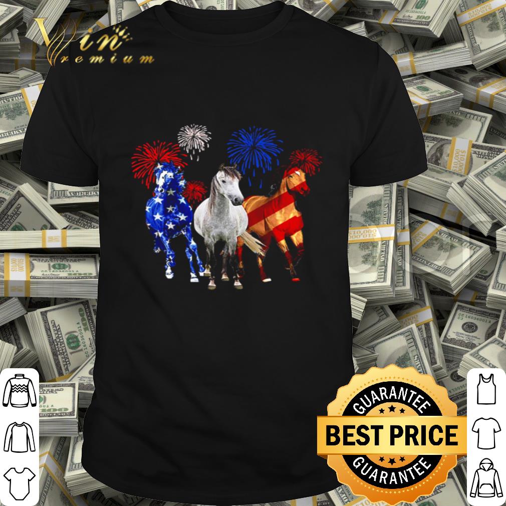 Fireworks Horses American Flag 4th Of July Independence Day shirt
