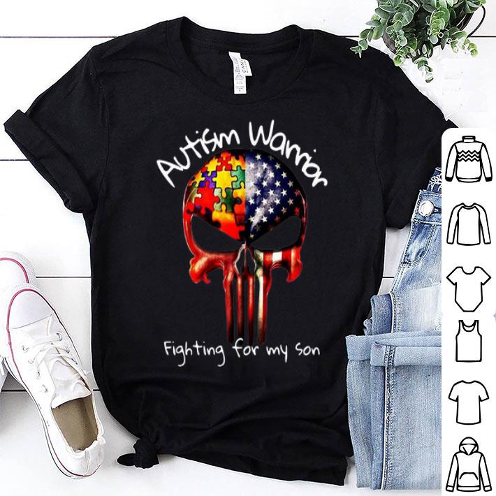 Autism Warrior Fighting For My Son American Flag Punisher shirt