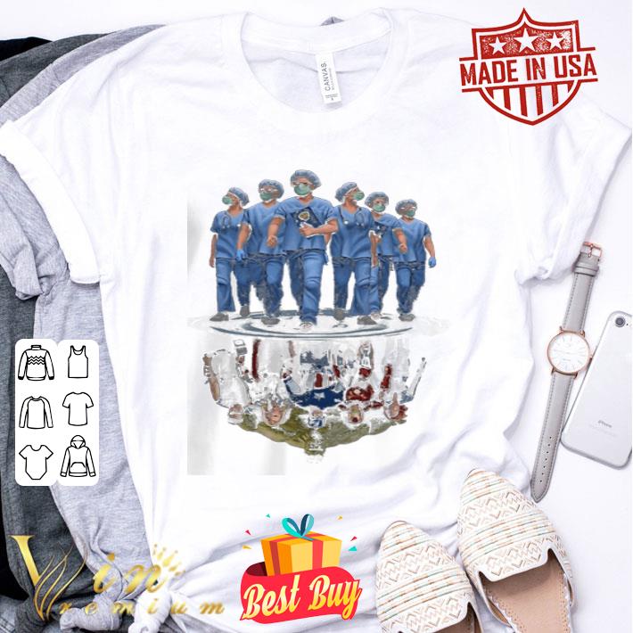 Nurses doctor reflection water mirror Avengers Marvel shirt