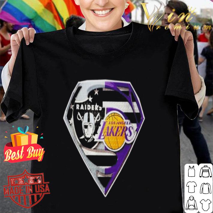 Las Vegas Raiders And Los Angeles Lakers Superman American flag shirt