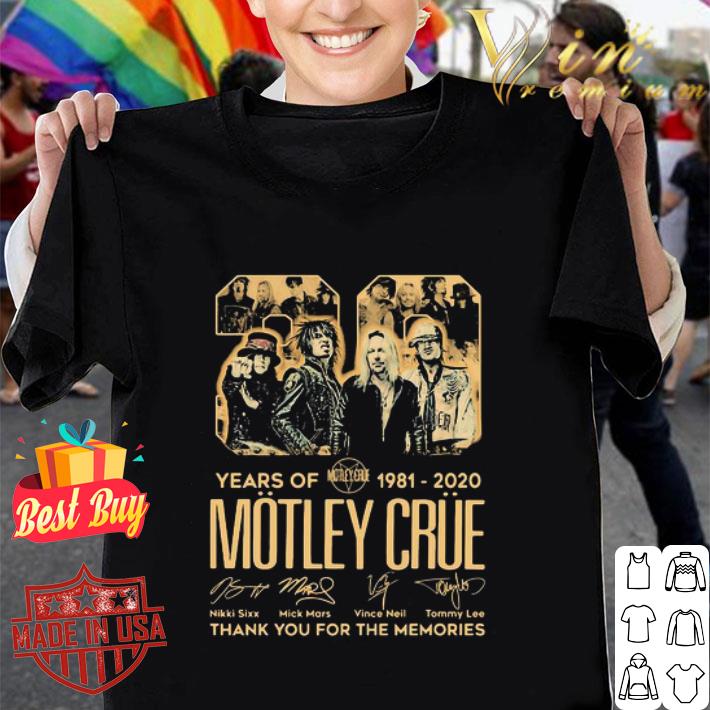 29 Years Of 1981-2020 Motley Crue band Thank You For The Memories shirt