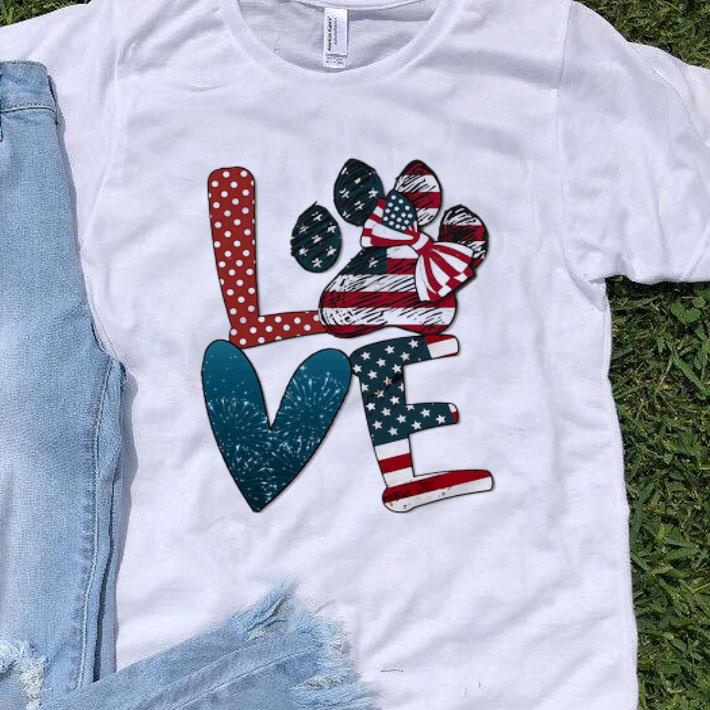 Love Dog Paw American Flag Independence Day shirt