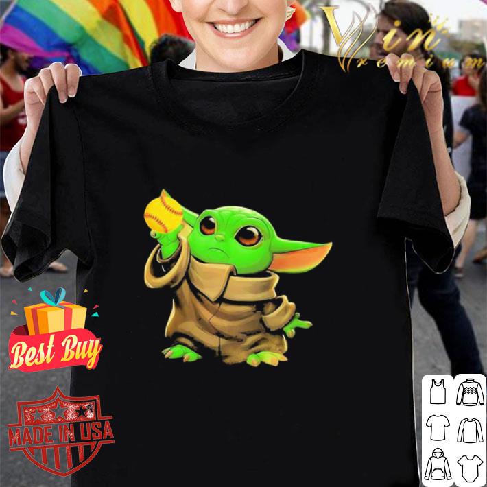 Baby Yoda Holding Softball Star Wars shirt