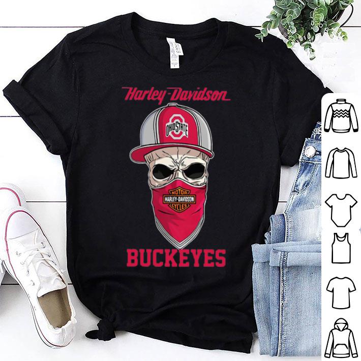 Skull Mask Harley Davidson And Ohio State Buckeyes Hat shirt Skull Mask Harley Davidson And Ohio State Buckeyes Hat shirt