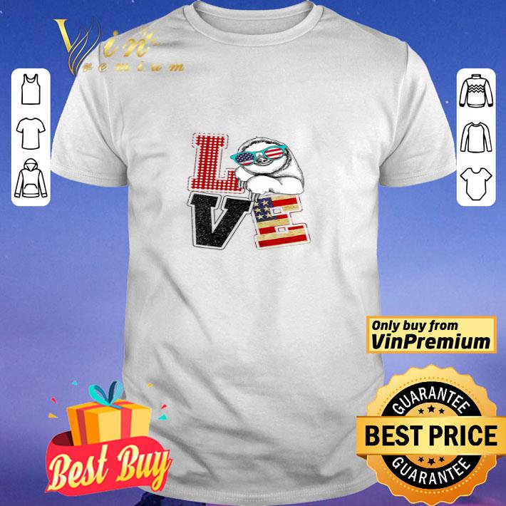 Love Sloth Glasses American Flag shirt
