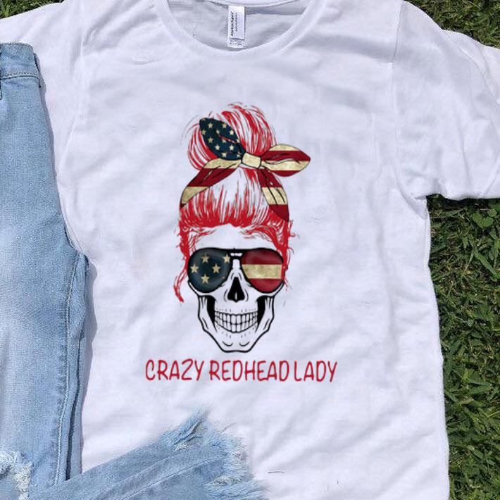 Crazy Redhead Lady Skull American Flag shirt
