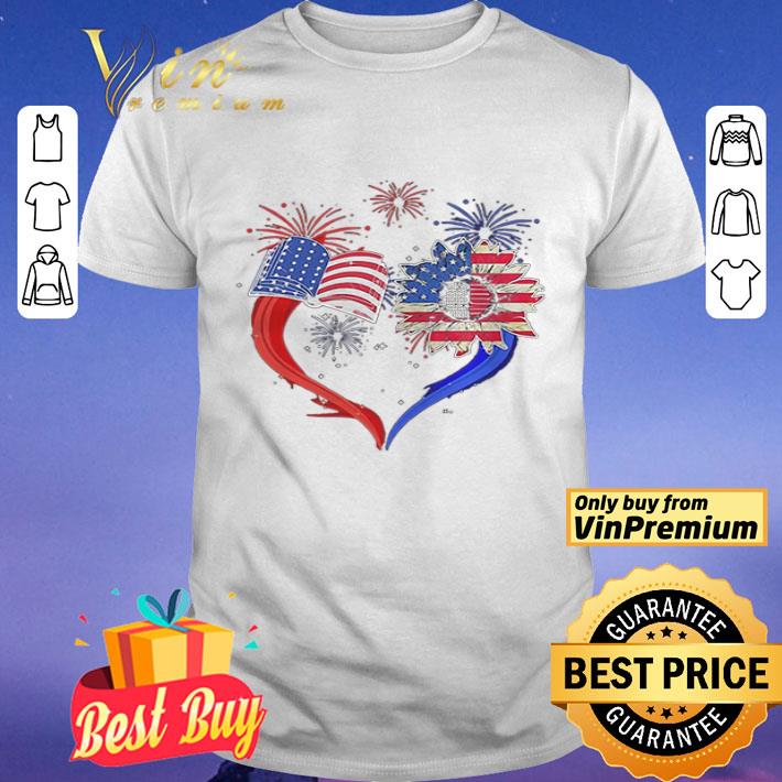 Book Flower Heart American Flag Independence Day shirt