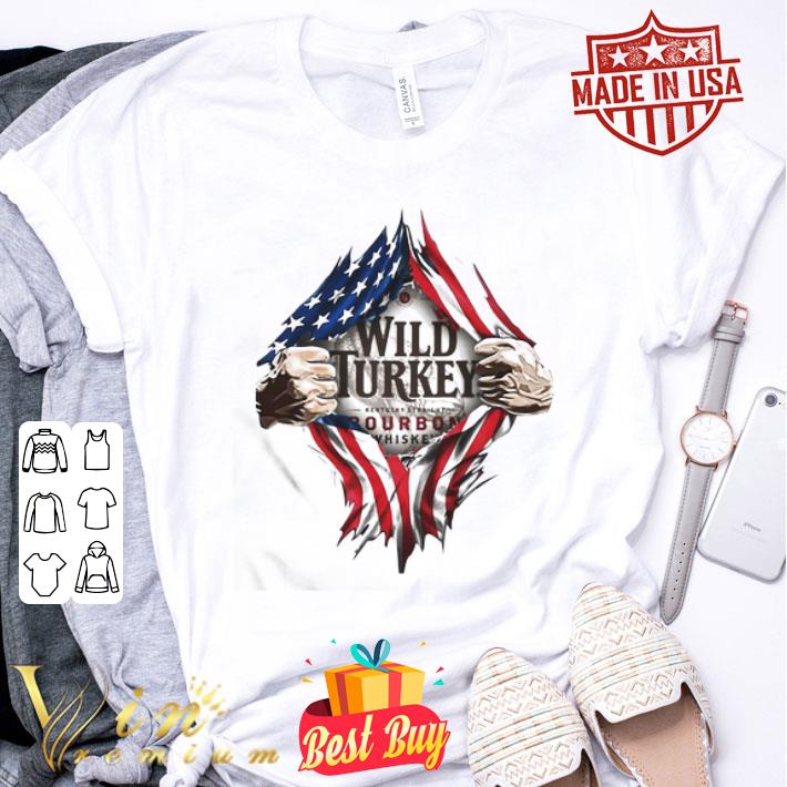 Blood insides wild turkey bourbon whiskey american flag independence day shirt