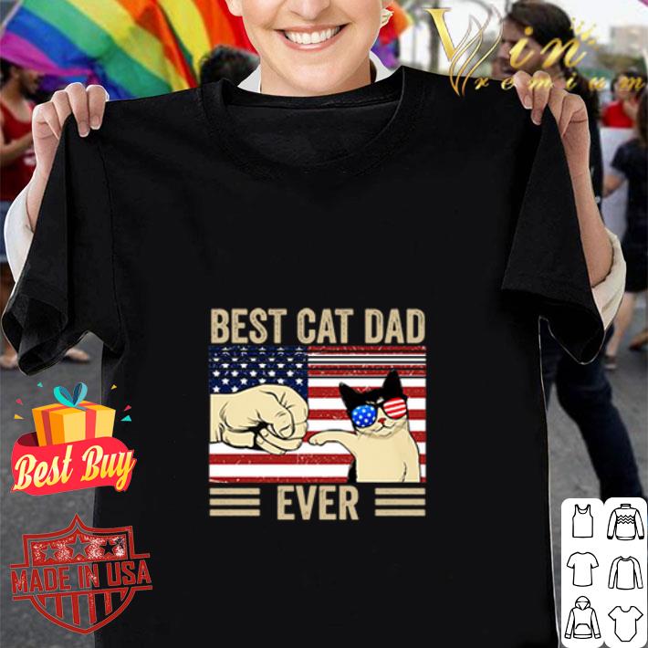 Best Cat Dad Ever American USA Flag Fathers Day shirt