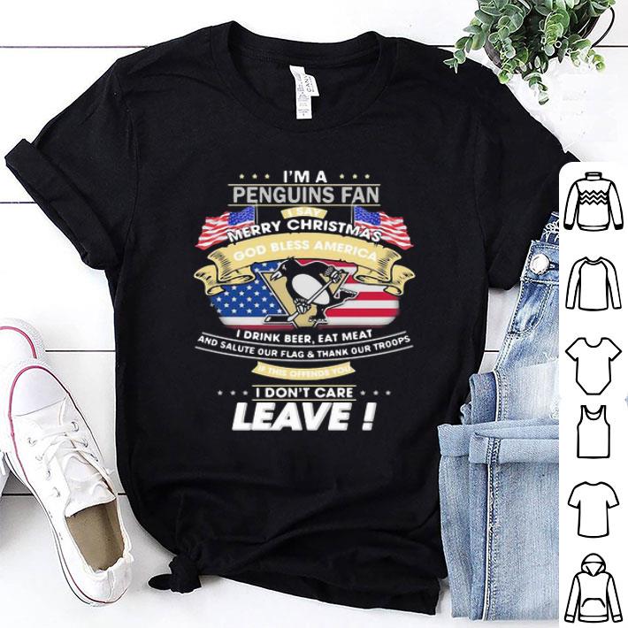I’m A Pittsburgh Penguins Fan I Say Merry Christmas American Flag shirt