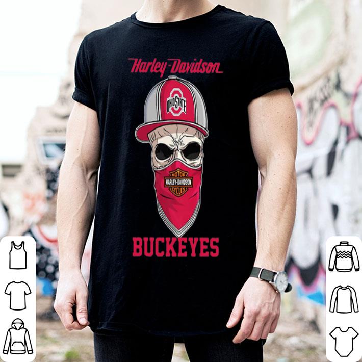 Skull Mask Harley Davidson And Ohio State Buckeyes Hat shirt Skull Mask Harley Davidson And Ohio State Buckeyes Hat shirt