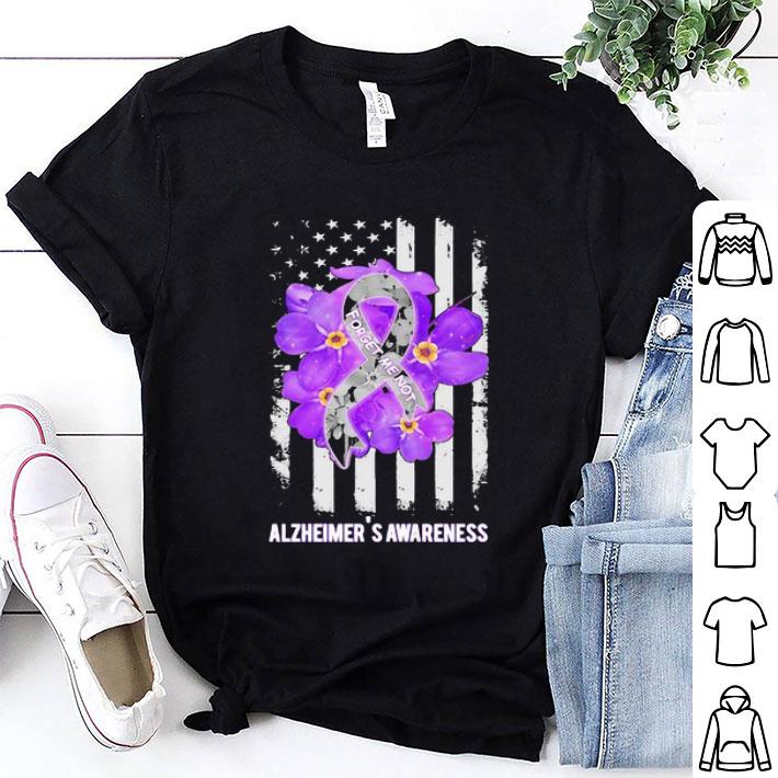 Forget Me Not Alzheimer’s Awareness Flowers American Flag shirt