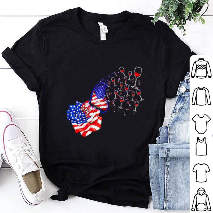 Glass Wine American Flag Independence Day shirt