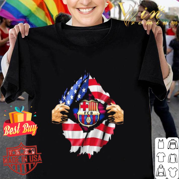 FC Barcelona Inside Me American Flag 4th Of July Independence Day shirt