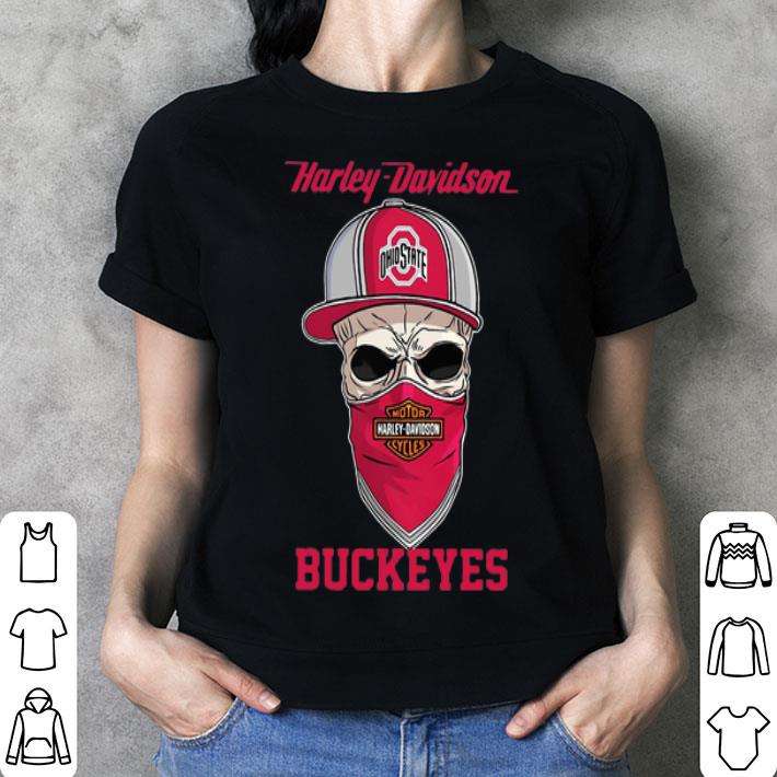 Skull Mask Harley Davidson And Ohio State Buckeyes Hat shirt Skull Mask Harley Davidson And Ohio State Buckeyes Hat shirt