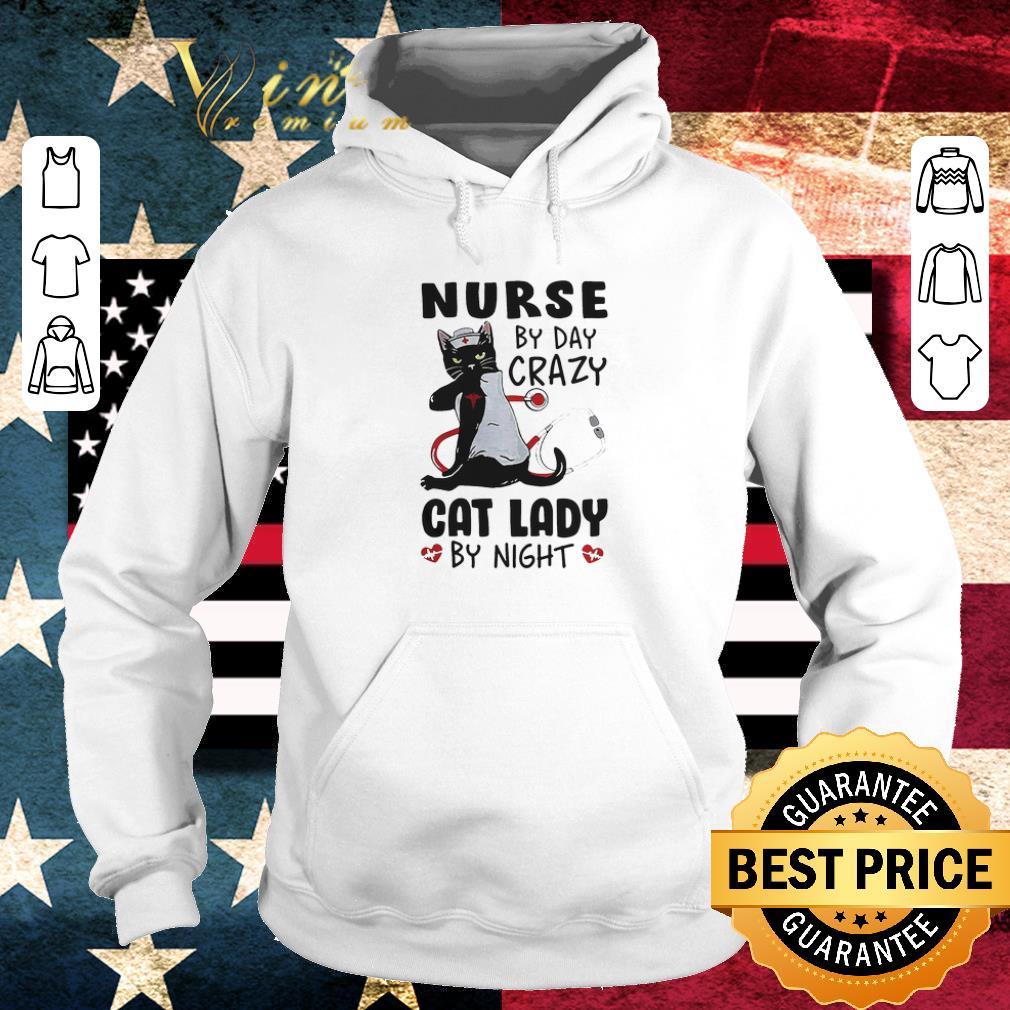 Awesome Black Cat Stethoscope Nurse By Day Crazy Cat Lady By Night shirt