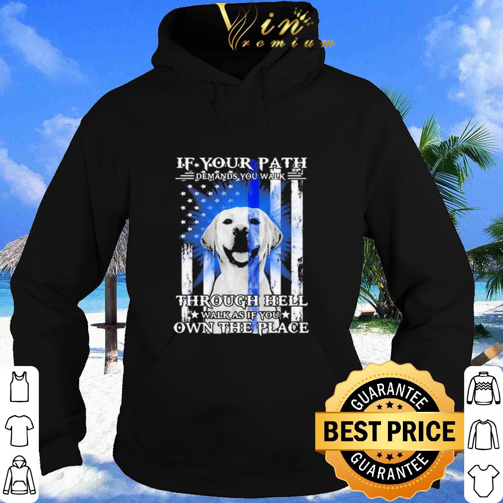 Nice Through Hell Walk As If You Own The Place Golden Retriever American Flag shirt
