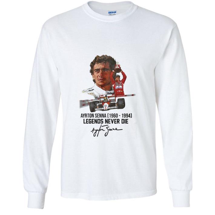 Hot Ayrton Senna 1960-1994 Legends Never Die Signature.png shirt