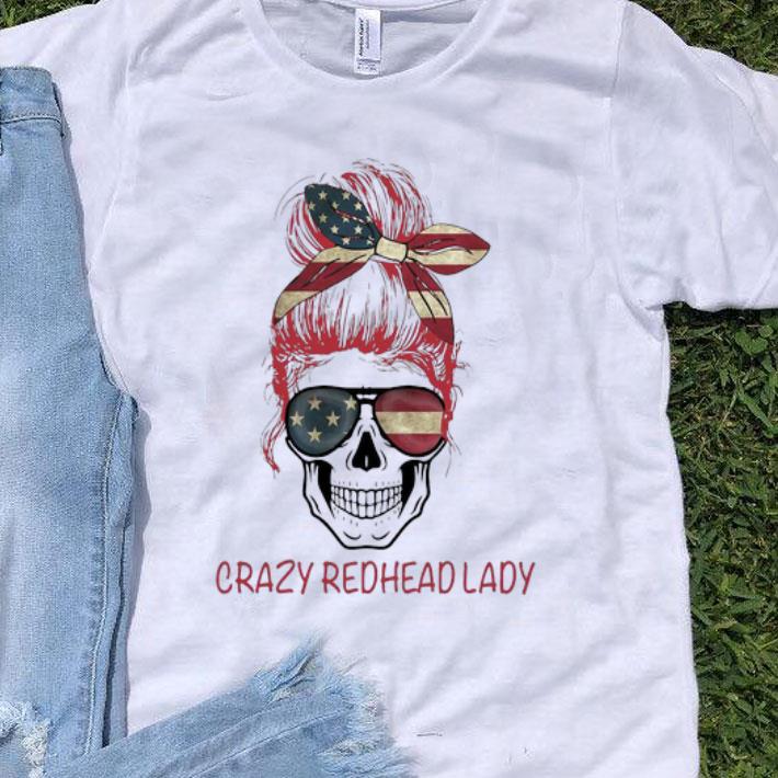 Crazy Redhead Lady Skull American Flag shirt