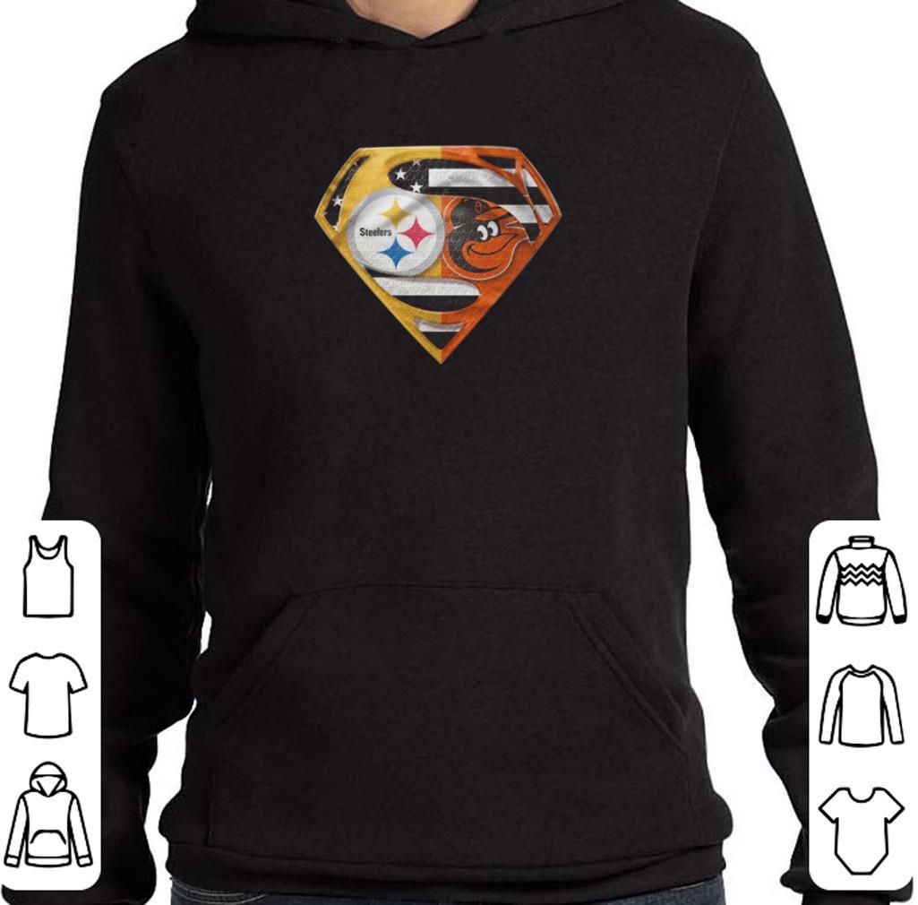 Original Pitbull Steelers And Baltimore Oriole Inside Me Superman Logo shirt
