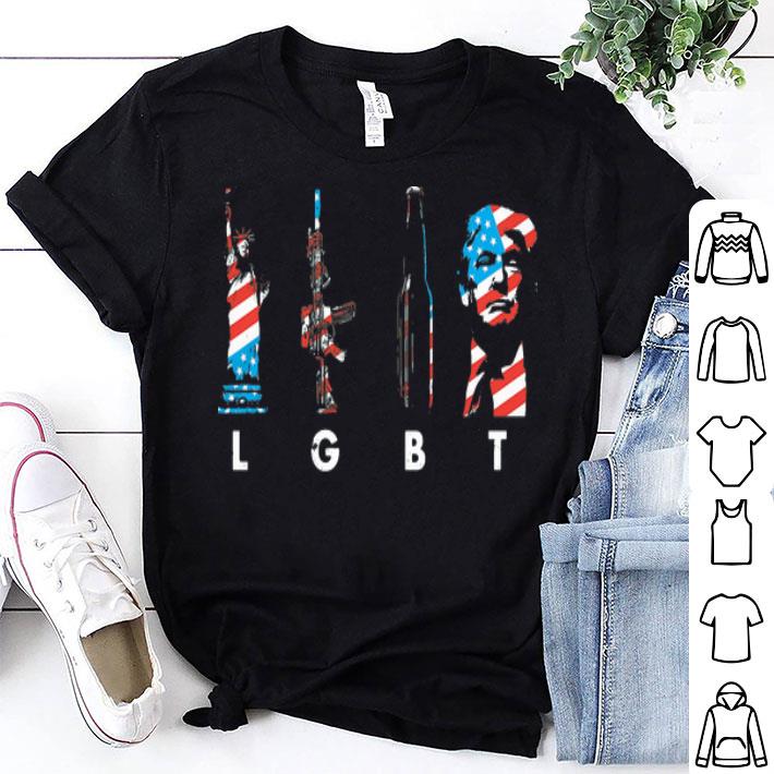 LGBT Liberty Guns Beer Trump American Flag shirt