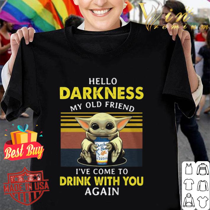 Baby Yoda Hug Dutch Bros Coffee Hello Darkness My Old Friend Vintage shirt