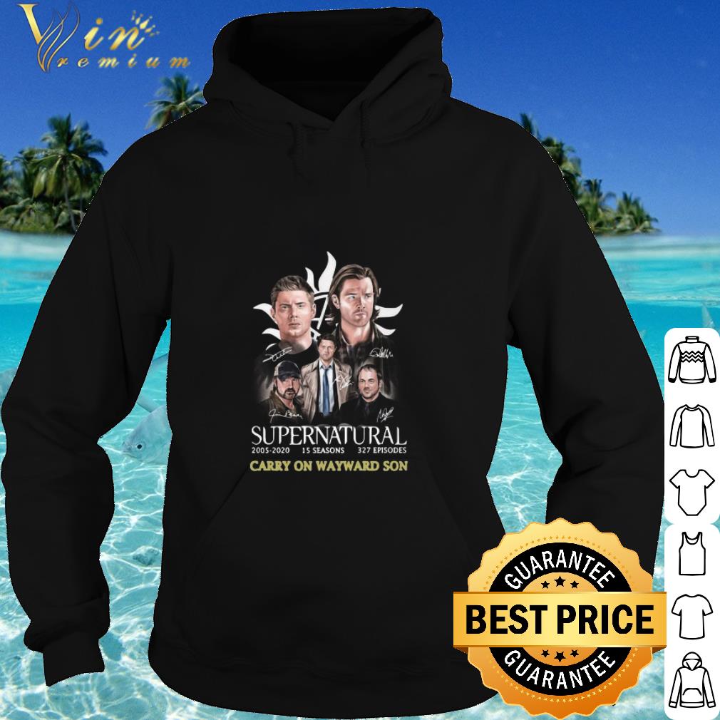 Premium Supernatural 2005-2020 15 Seasons Carry On Wayward Son Signatures shirt