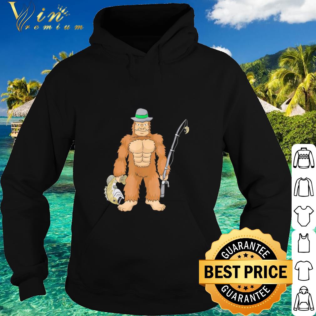 Cool Bigfoot go fishing shirt