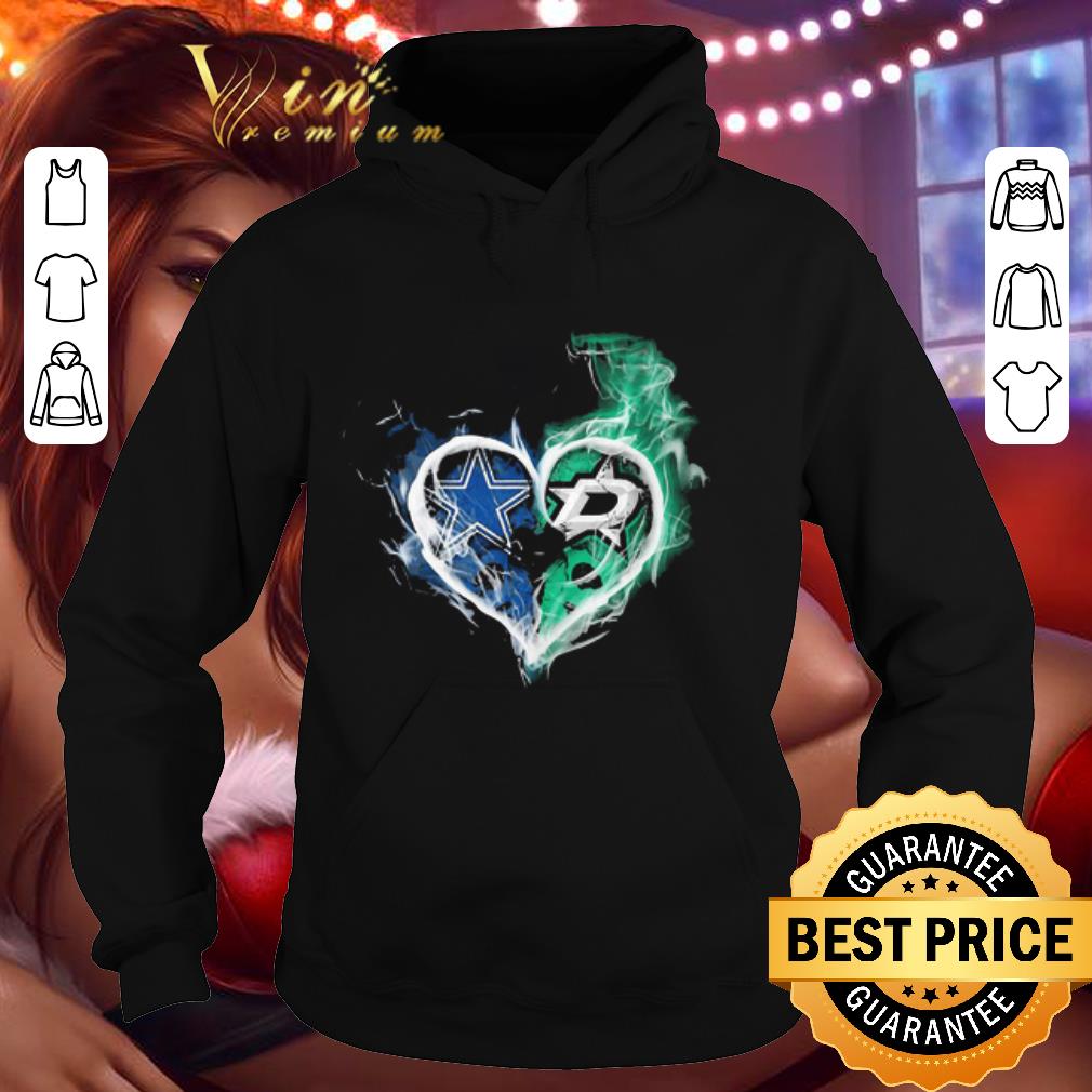 Dallas Cowboy and Dallas Stars heart fire shirt