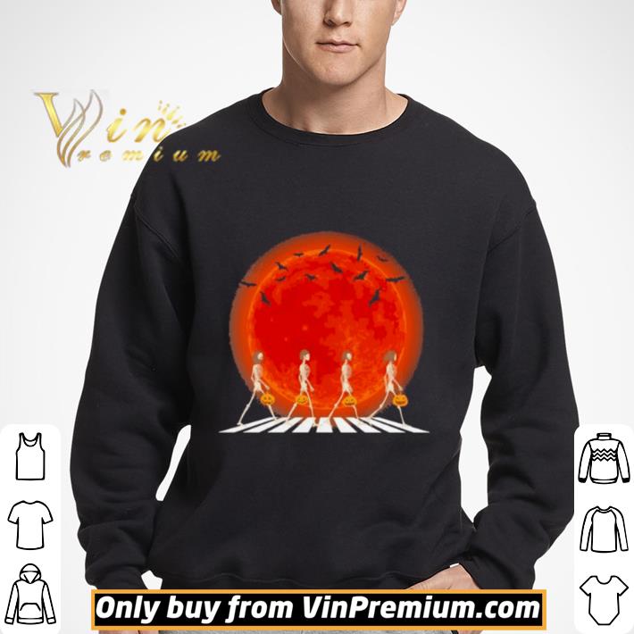 Skeleton Walking crossing the line Halloween sunset shirt