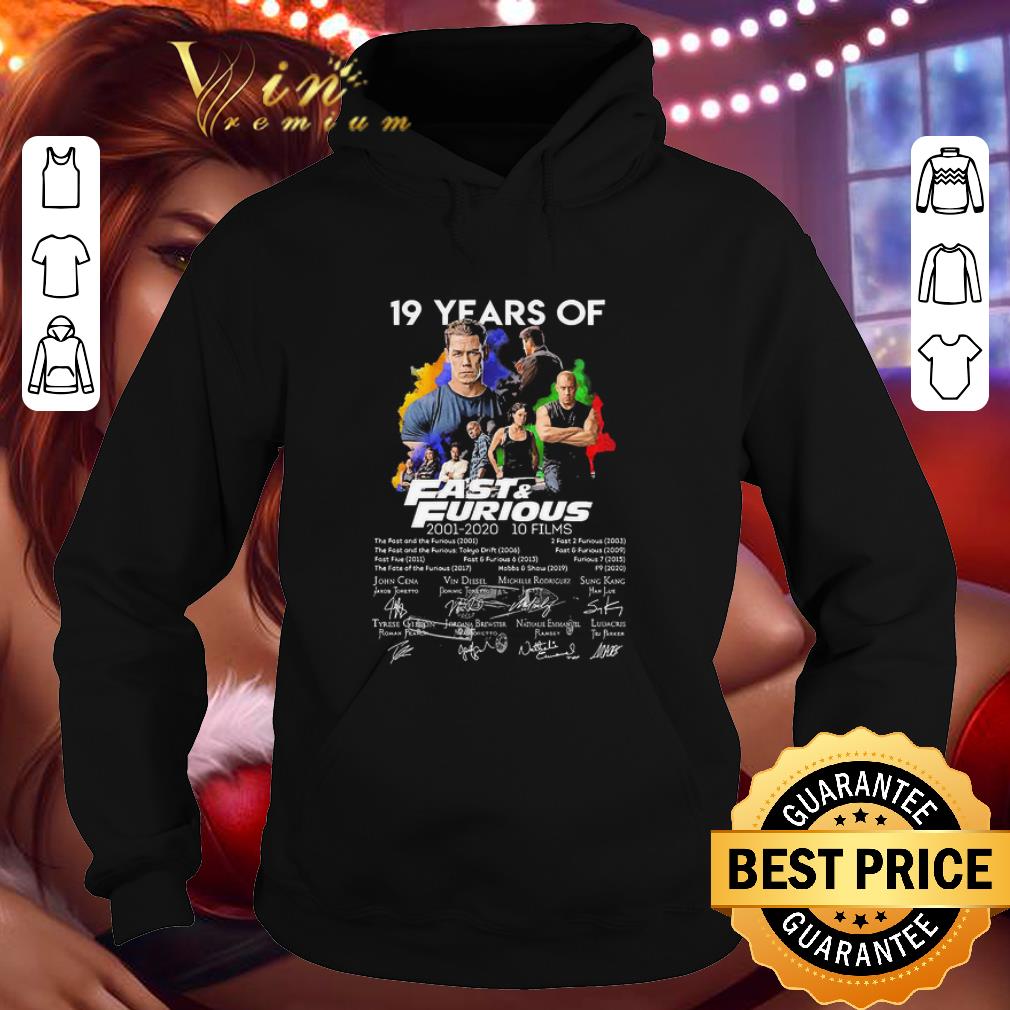 19 Years of Fast and Furious 2001-2020 10 films signatures shirt