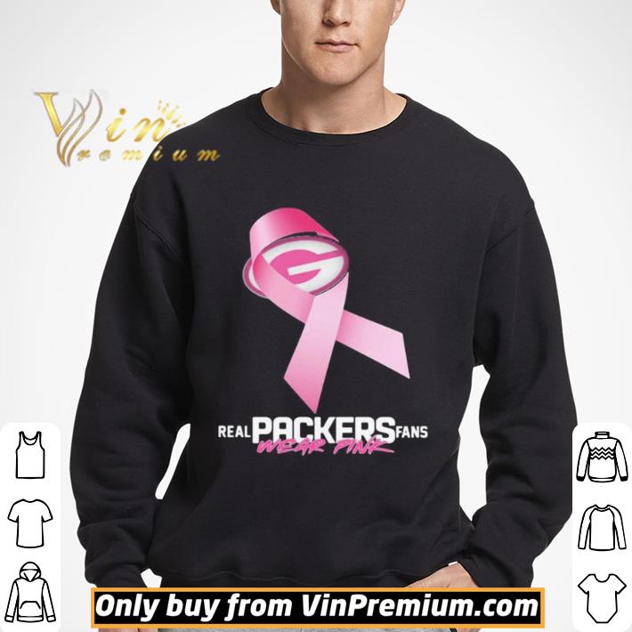Real packers fans wear pink logo cancer awareness shirt