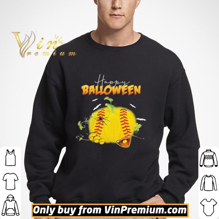 Happy halloween balloween softball pumpkin shirt