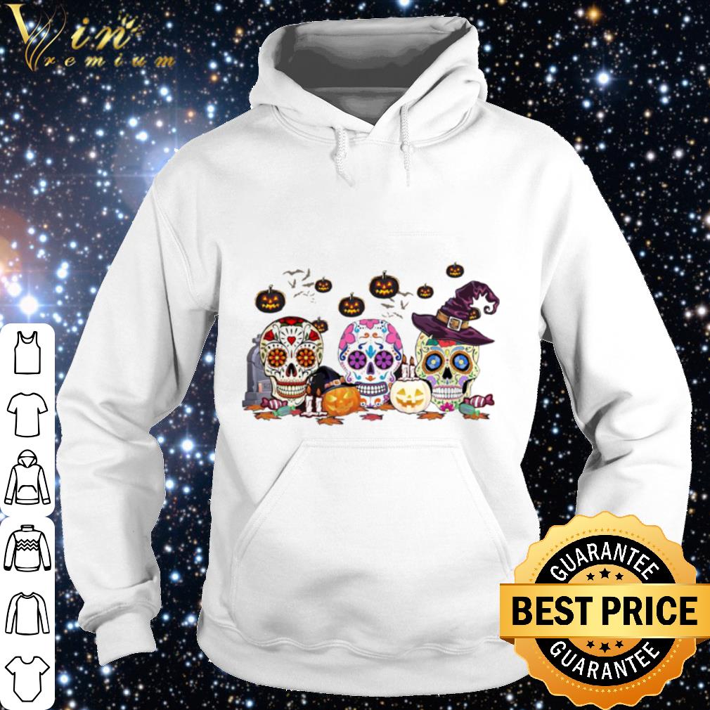 Cool Sugar Skulls Witch Pumpkin Happy Halloween shirt