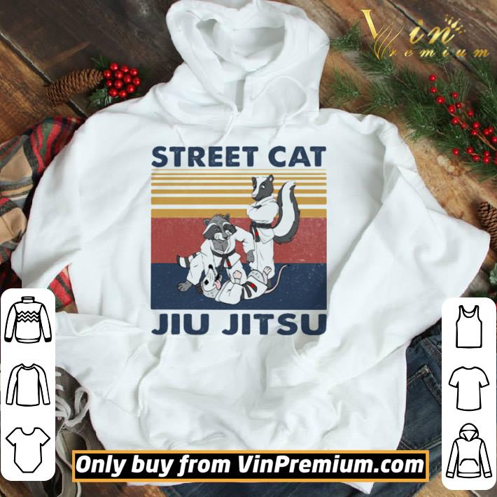 Raccoon Street cat jiu jitsu vintage retro shirt