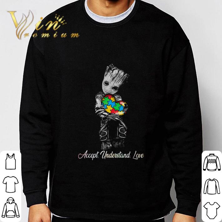 Baby Groot Hug Heart Autism Accept Understand Love shirt