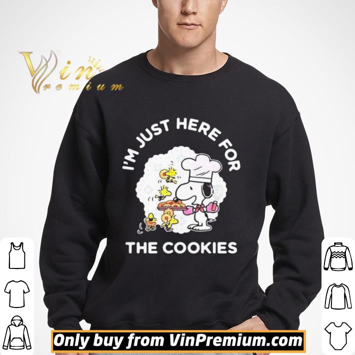 Snoopy and woodstock i’m just here for the cookies shirt