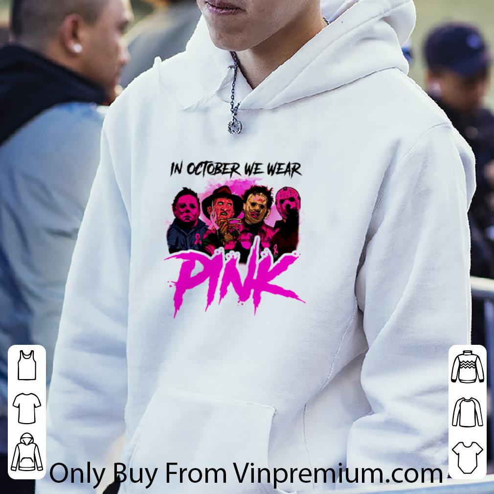 Pretty Horror Movie Characters In November We Wear Pink Halloween shirt