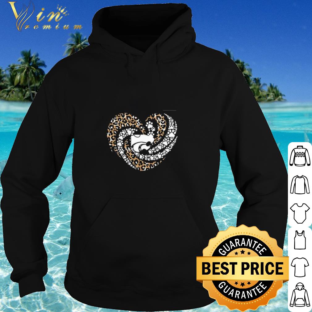 Top Love Kansas State University Leopard Paw Heart shirt