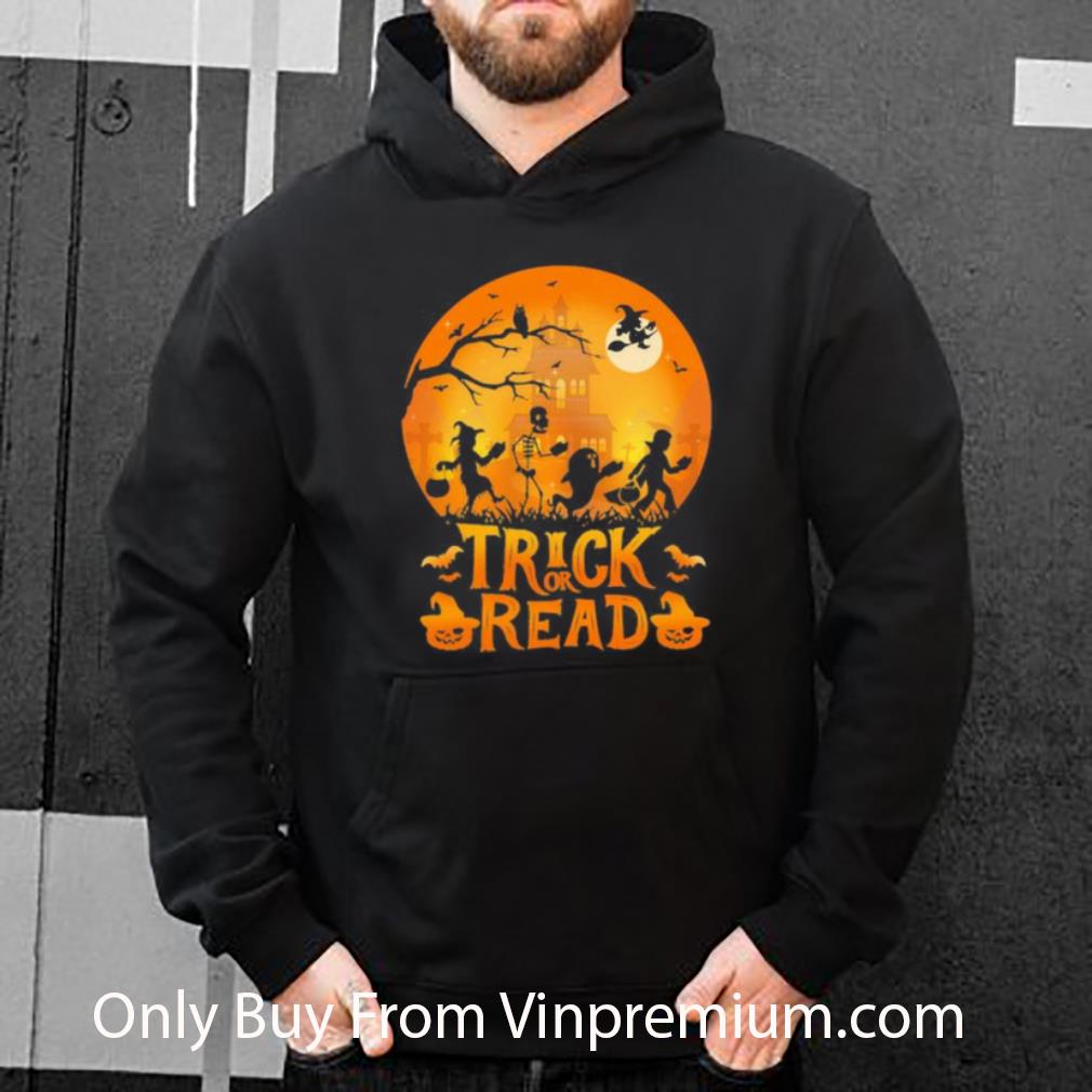 Awesome Trick Or Read Witch And Ghost Halloween shirt