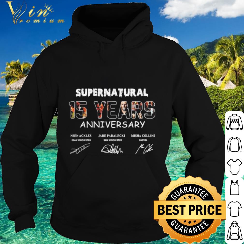 Cool Supernatural 15 Years Anniversary Characters Signatures shirt