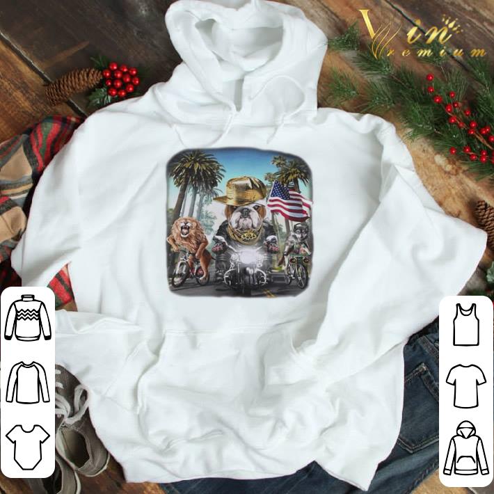 English bulldog riding motorcycle on california boulevard shirt
