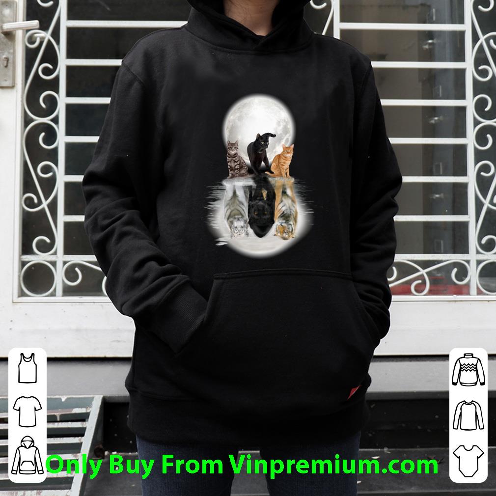Nice Cats And Moon Water Mirror Reflection Tiger Black Panther shirt