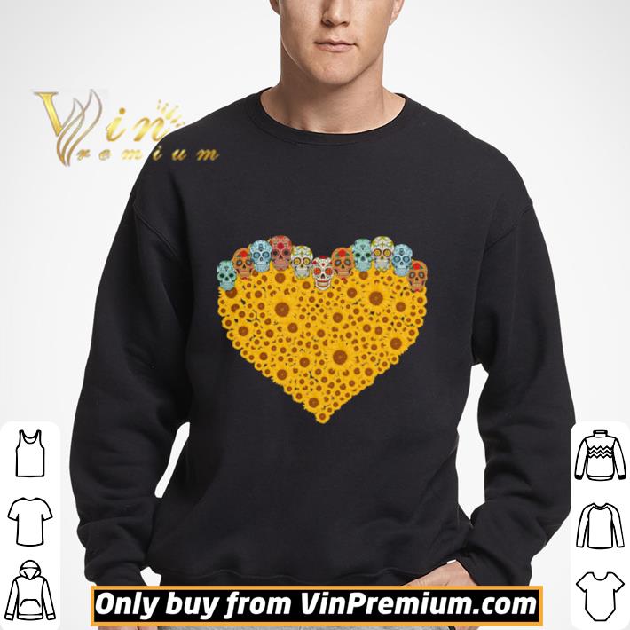 Sugar Skull Head Sunflower Heart shirt