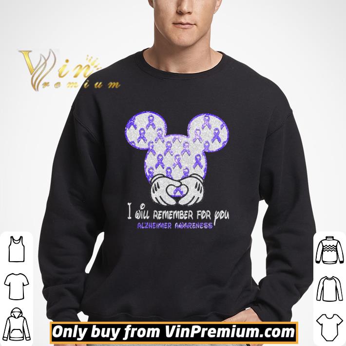 Mickey mouse I will remember for you alzheimer awareness shirt